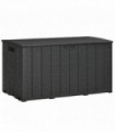 Outsunny 336 Litre Rolling Outdoor Garden Storage Box, Plastic Container, Black