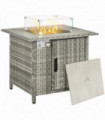 Outsunny Gas Fire Pit Table w/ Rain Cover, Windscreen & Lava Stone, 50,000 BTU