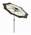 Outsunny 2.7m Garden Parasol Umbrella with 8 Metal Ribs, Tilt and Crank, Coffee