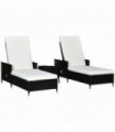 Outsunny Patio Chaise Lounge Chair Set W/ Adjustable Backrest, Side Table, Cream