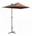 Outsunny 2m Half Garden Parasol Market Umbrella w/ Crank Handle, Base Coffee