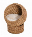 Wicker Cat House, Raised Cat Bed with Cylindrical Base, 42 x 33 x 52cm