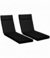 Set of 2 Lounger Cushions Deep Seat Patio Cushions with Ties Black