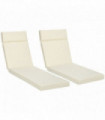 Set of 2 Lounger Cushions Deep Seat Patio Cushions with Ties White