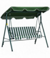 Outdoor 3-person Porch Swing Chair with Adjustable Canopy Green