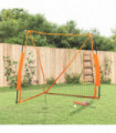 vidaXL Portable Baseball Net Orange&Black 183x182x183cm Steel&Polyester