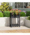 Planter with Shelf Grey 54x34.5x81 cm Solid Wood Pine