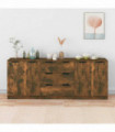 vidaXL 3 Piece Sideboards Smoked Oak Engineered Wood