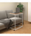 Side Table with Wheels White 55x35x70 cm Engineered Wood