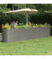 Garden Planter Powder-coated Steel 332x40x68 cm Grey