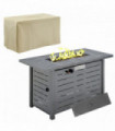 Propane Gas Fire Pit Table Smokeless Firepit Outdoor Heater Cover Lava Rocks Lid