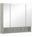 kleankin Bathroom Mirror Cabinet, Wall Mounted 3 Doors and Cupboards, Grey