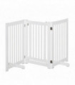 MDF Dog Gate Step over Panel Fence Expandable Folding w/Latch Support Feet White