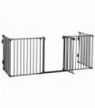 Pet Gate 5-Panel Dog Playpen for Indoor Stair Barrier W/ Walk Through Door Black