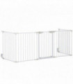 Pet Gate 5-Panel Dog Playpen for Indoor Stair Barrier W/ Walk Through Door White