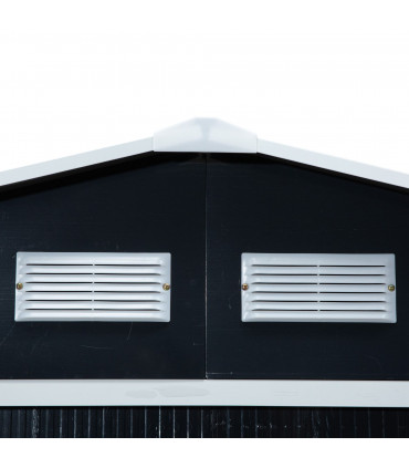 9 x 6FT Garden Roofed Metal Storage with Foundation Vent & Doors, Dark Grey