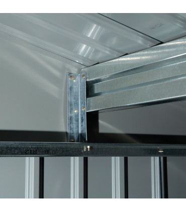 9 x 6FT Garden Roofed Metal Storage with Foundation Vent & Doors, Dark Grey