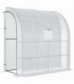 Walk-In Leanto Greenhouse Windows Doors 2 Tiers 4 Shelves 200x100x213cm White