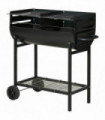 Outsunny Steel 2-Grill Charcoal BBQ w/ Wheels Black