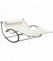 Outsunny Texteline Double Lounger W/Pillow-Beige