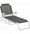 Reclining Lounge Chair with 4-Level Adjustable Backrest, Grey