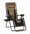 Zero Gravity Chair, Folding Recliner, Adjustable Backrest, Padded Coffee