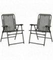 Set of 2 Patio Folding Dining Chair Set Garden Outdoor Grey