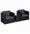 Outsunny 2 Seater Rattan Sofa  Furniture Set W/Cushions, Steel Frame-Black