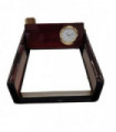 Miniature Clock With Brown Notepad Holder Solid wood IMP201 - CLEARANCE NEEDS RE-BATTERY