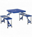 Picnic Table Chair Set 4 Seat Aluminium PP W/ 2.7cm Umbrella Hole