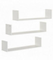 Set of 3 Wooden Floating Shelves Wall Mount CD DVD Display White HOMCOM