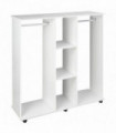 Mobile Double Open Wardrobe w/ Clothes Hanging Rail Colthing White