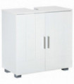 kleankin Bathroom Pedestal Under Sink Cabinet with Adjustable Shelf, White