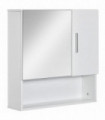 kleankin Bathroom Mirror Cabinet Wall Mount Storage Organizer w/ Door, White