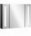 kleankin LED Bathroom Mirror Cabinet with Shelves Wall Mount High Gloss Black
