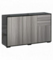 Side Cabinet  2 Door Cabinet and 2 Drawer for Home Office Grey Black
