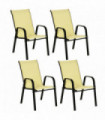 Set of 4 Garden Dining Chair Set Outdoor w/ High Back Armrest Beige Outsunny