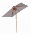 Wooden Patio Umbrella Market Parasol Outdoor Sunshade Grey Outsunny