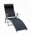 Sun Lounger Recliner Foldable 7 Levels Textilene Black Patio