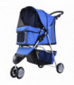 Pet Stroller Pushchair Carrier for Cat Puppy with 3 Wheels Blue Pawhut