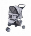 Pet Stroller Pushchair Carrier for Cat Puppy with 3 Wheels Grey Pawhut