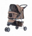 Pet Stroller Pushchair Carrier for Cat Puppy with 3 Wheels Brown Pawhut