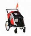 Two-In-One Dog Bicycle Trailer w/ Safety Leash, Reflectors - Red Pawhut