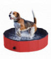 Pet Paddling Pool Cat Dog Indoor/ Outdoor Foldable 80cm Diameter Red Pawhut