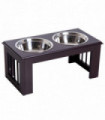 Raised Dog Bowls Pet Feeder Elevated Double Stainless Steel Water Brown Pawhut