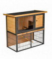 Wood-metal Rabbit Hutch Elevated Pet House Outdoor 89.5 x 45 x 81cm Pawhut