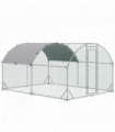 Walk-In Chicken Run Galvanised Chicken Coop w/ Cover 2.8 x 3.8 x 2m Pawhut