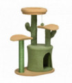 Multi-Lever Cat Tree with Scratching Post and Cat House Bed, Green Pawhut