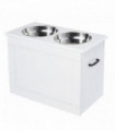 Raised Dog Bowls w/ Storage Function Stainless Steel Bowl Elevated Base Pawhut