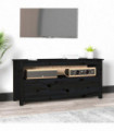 TV Cabinet Black 114x35x52 cm Solid Wood Pine
